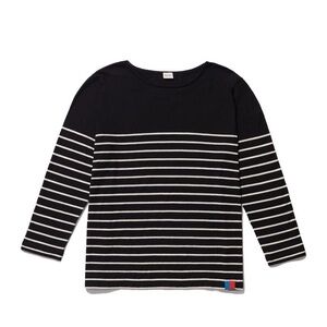 KULE Black And White Striped Blanche Shirt Quarter Sleeve Size Small